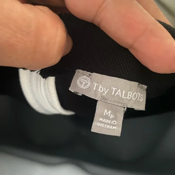 T BY TALBOTS PIQUÉ CREWNECK DRESS - CONTRAST STRIPE SIZE PM - Picture 6 of 7